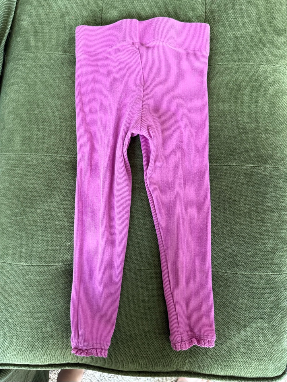 Mini Boden Girls Magenta Ribbed Leggings Crochet Trim 2-3Y
